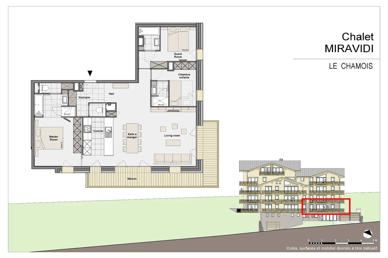Plan de l'appartement Chamois de la résidence Miravidi