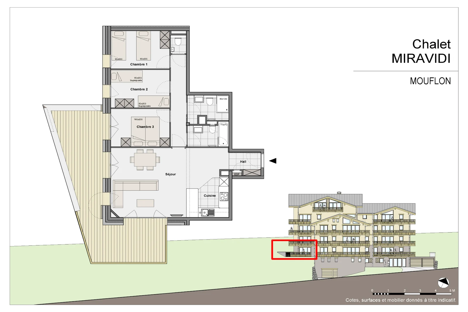 Plan de l'appartement Mouflon de la résidence Miravidi